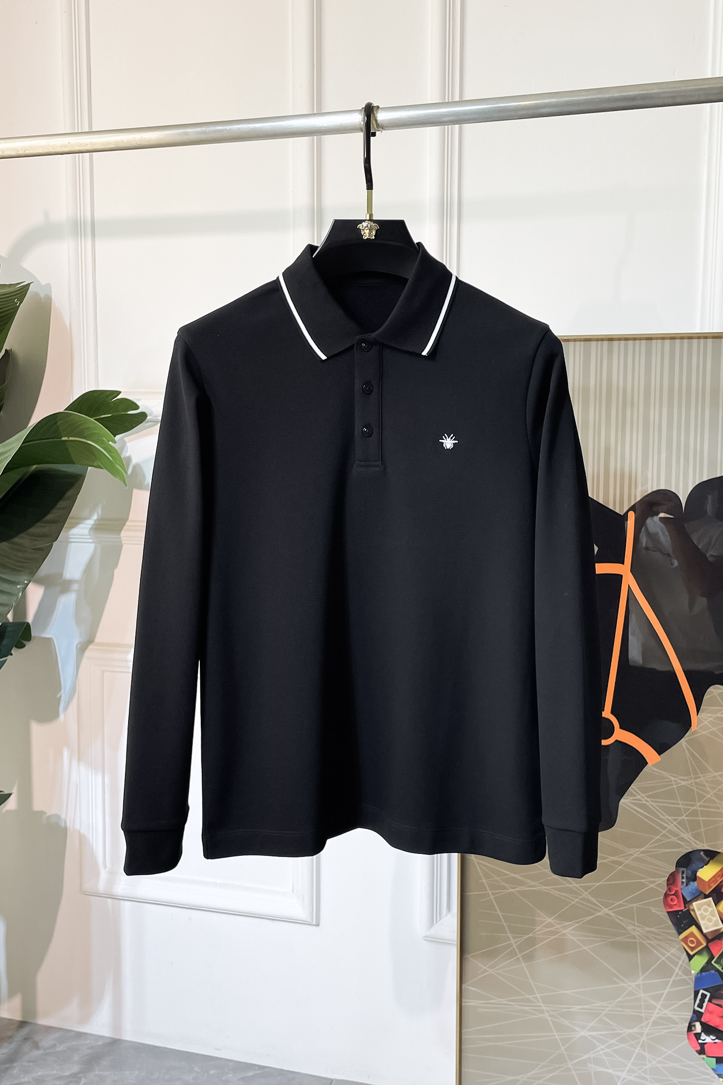 Dior Men's Black Long Sleeve Polo Shirt with Embroidered Logo 2 i1755497336462 3758 0 2