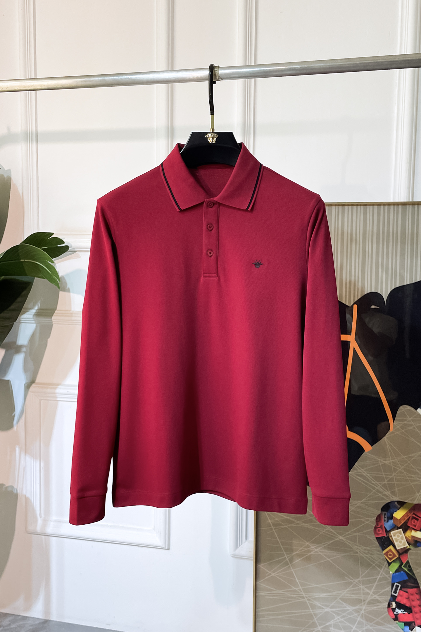 Dior Men's Black Long Sleeve Polo Shirt with Embroidered Logo 5 i1755497337842 8670 0 1