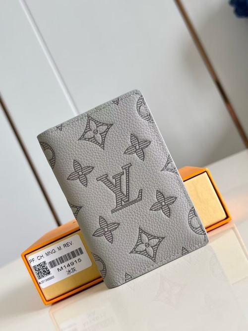Louis Vuitton Pocket Organizer Wallet in Ice Grey Brushed Monogram Leather 1 Louis Vuitton Pocket Organizer Wallet in Ice Grey Brushed Monogram Leather