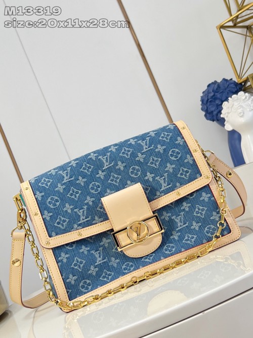 Louis Vuitton Dauphine Soft Large Denim Monogram Canvas Shoulder Bag 1 Louis Vuitton Dauphine Soft Large Denim Monogram Canvas Shoulder Bag