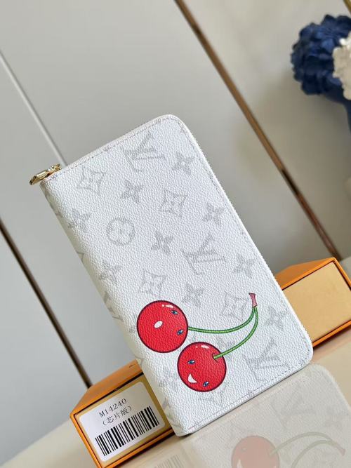 Louis Vuitton Murakami Takashi Zippy Wallet White Monogram Cherry