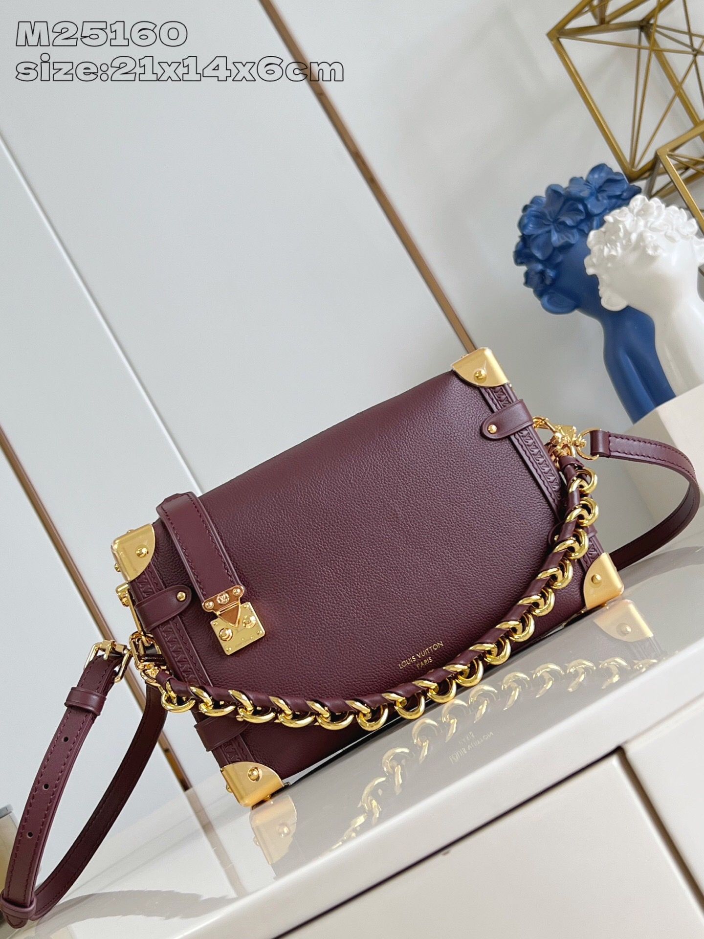 Louis Vuitton Side Trunk Bag M25160, Elegant Burgundy Leather, 21x14x6 cm 2 i1758821501264 6315 0 0