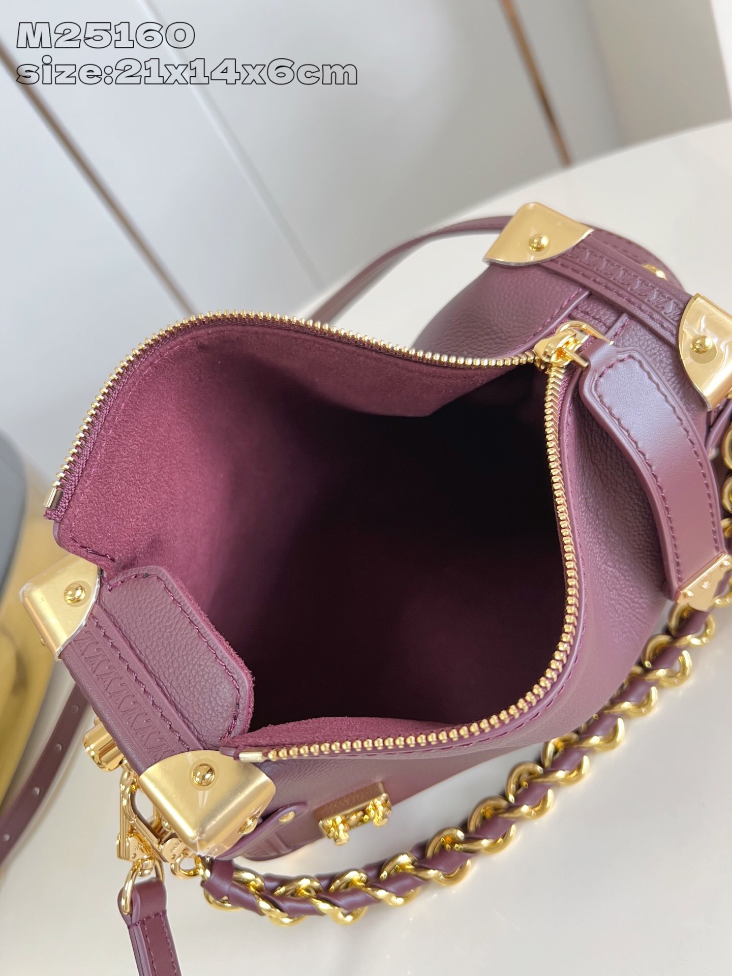 Louis Vuitton Side Trunk Bag M25160, Elegant Burgundy Leather, 21x14x6 cm 9 i1758821502370 4932 0 7