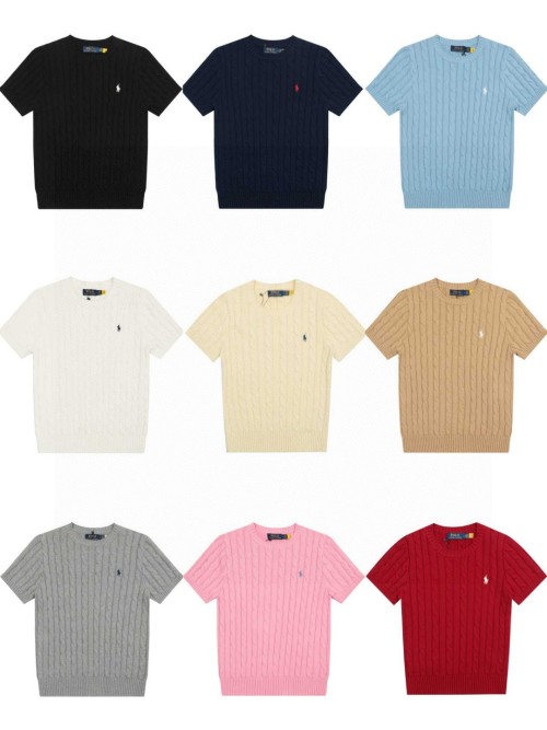 Ralph Lauren Women's Cable-Knit Short-Sleeve Cotton T-Shirt with Pony Logo 7 Ralph Lauren Women's Cable-Knit Short-Sleeve Cotton T-Shirt with Pony Logo