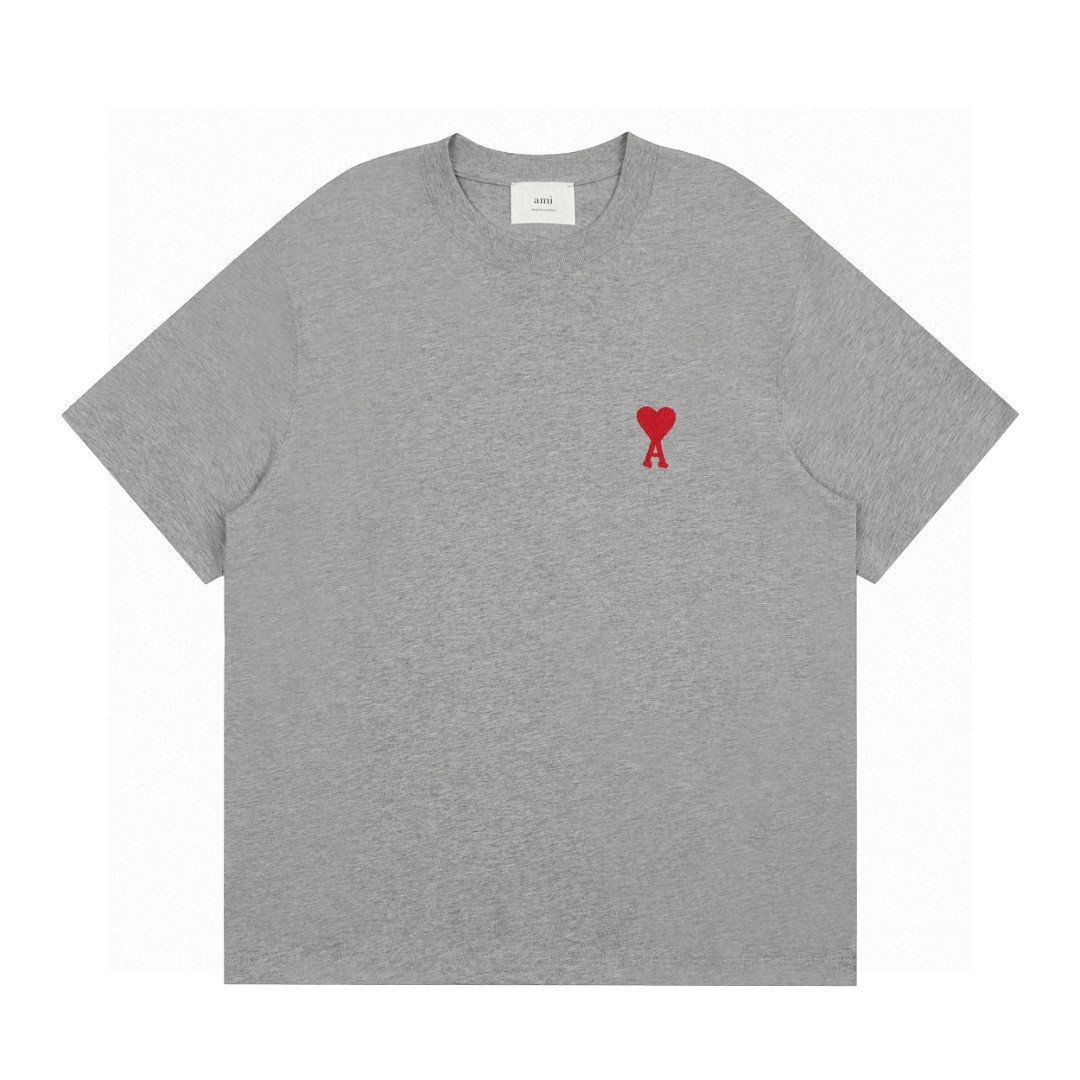 Ami De Coeur T-Shirt Classic Fit Cotton Crew Neck Tee with Logo Embroidery