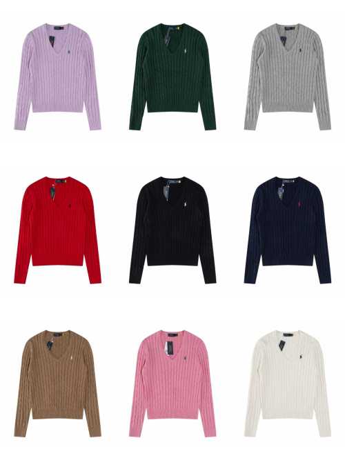 Ralph Lauren Women's Cable-Knit V-Neck Cotton Sweater with Pony Logo 7 Ralph Lauren Women's Cable-Knit V-Neck Cotton Sweater with Pony Logo