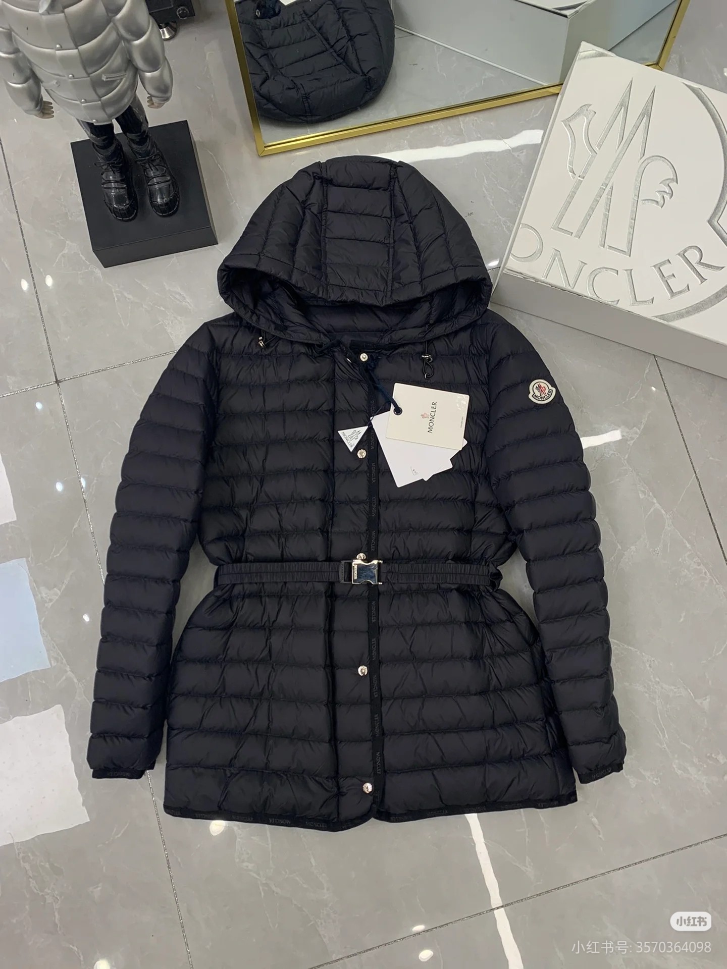 Novedad de la temporada 2025 23Moncler OREDON chaqueta de plumas de ganso para mujer, de longitud media, con cinturón y…