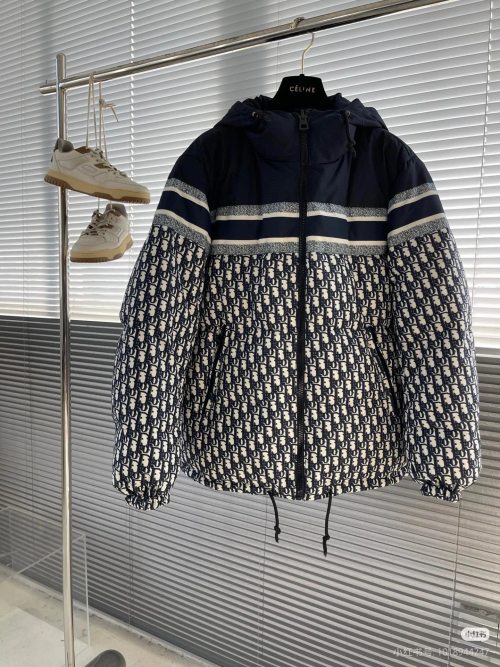 Dior Oblique Printed Reversible Padded Down Jacket Unisex High Street Style