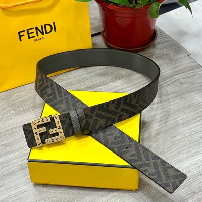 Fendi Belts Black Grey Yellow Fashion