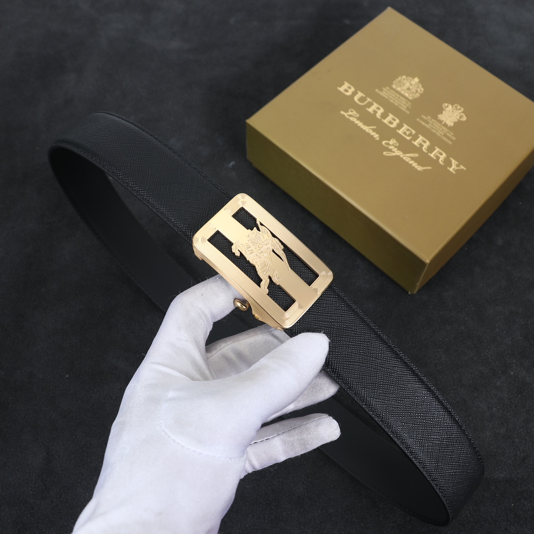 NO:139367,[Automatic buckle belt] Burberry width 3.5MM double-sided imported cowhide leather made with classic steel buckle Real material Fashion classic exquisite workmanship High-end men's belt Length can be cut 100-125, belt, burberry, cowhide19860909［自动扣腰带］巴宝莉 宽3.5MM 双面进口头层牛皮制作 搭配经典钢扣 真材实料 时尚经典 做工精致 高端男士皮带 长度可裁剪100—125,皮带,burberry,cowhide,Belt