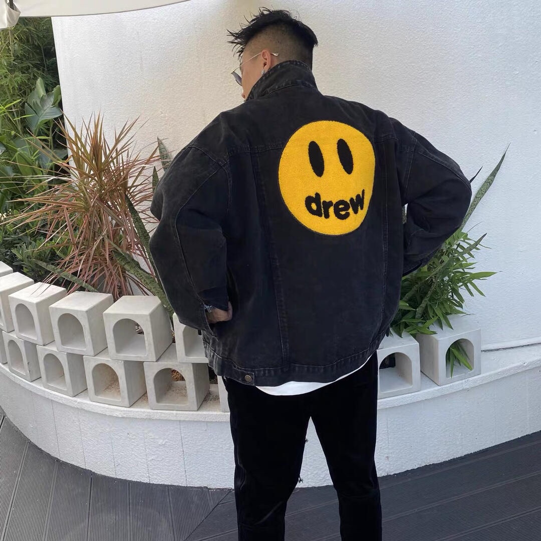 Drew House Denim Jacket with Smiley Face, Justin Bieber Inspired Design. 5 i1732293672 1909 1