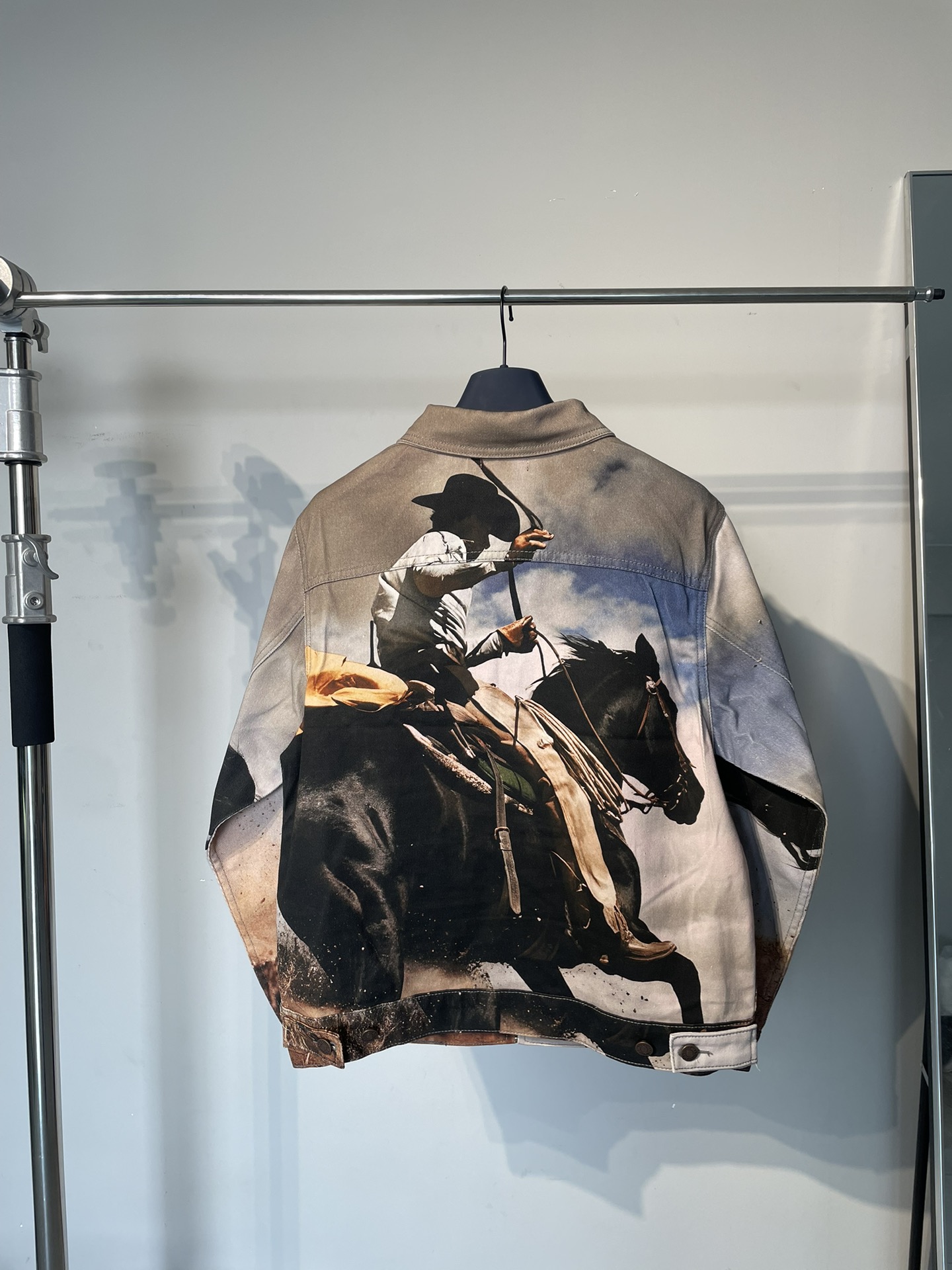 Supreme Cowboy Denim Work Jacket, Classic Western Style, Digital Print 8 i1733284586 4729 4