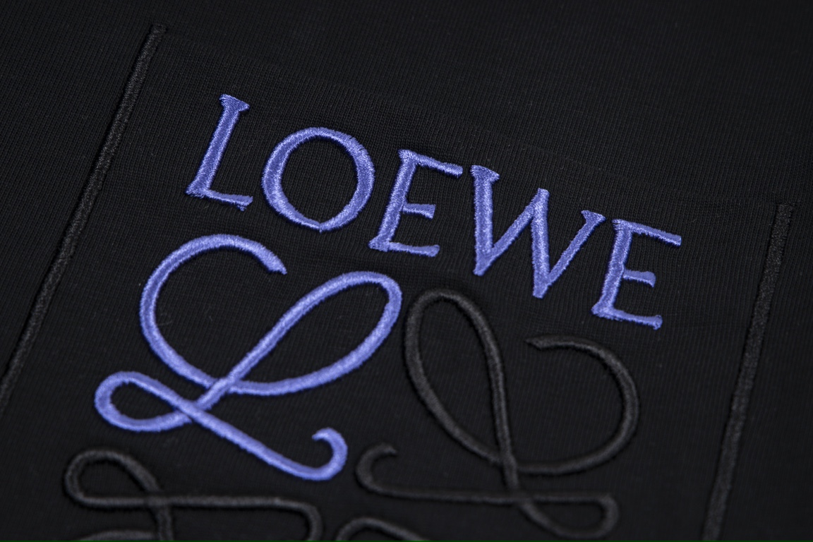 精品LOEWE罗意威口袋logo刺绣短袖面料规格采用实打实280g100%纯棉针织内的兰博基尼定织定染！