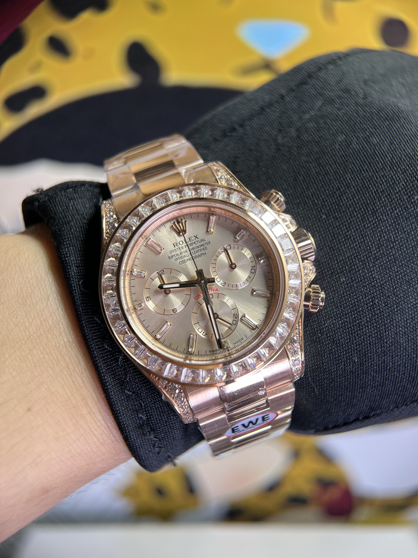 NO:945161,EWE Rolex Daytona square diamond 4131, rolex19860909EWE 劳力士迪通拿 方钻4131,,rolex,Watch
