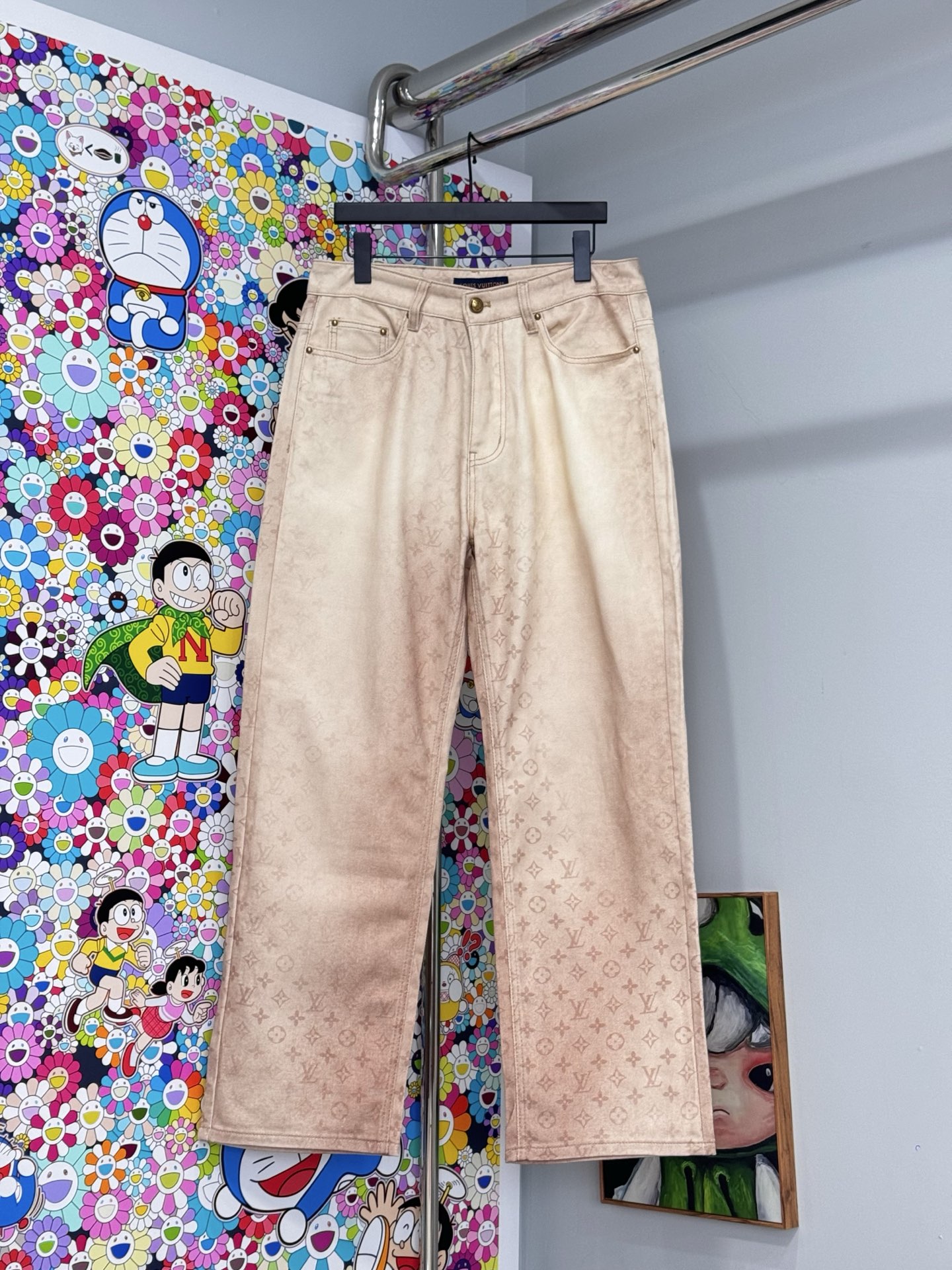 Louis Vuitton LV 26SS 驼色老花牛仔裤