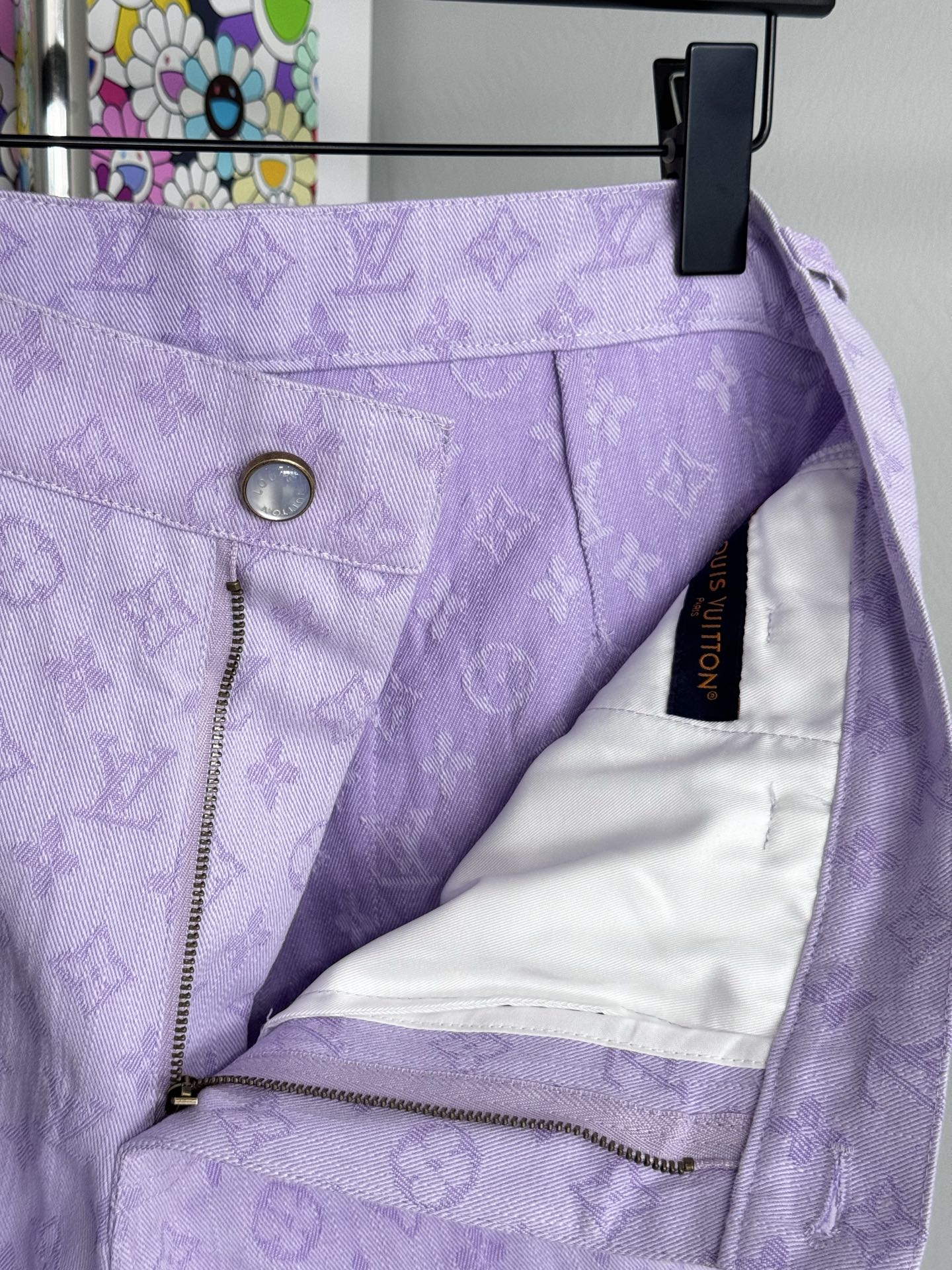 Louis Vuitton LV 路易老花铆钉牛仔短裤