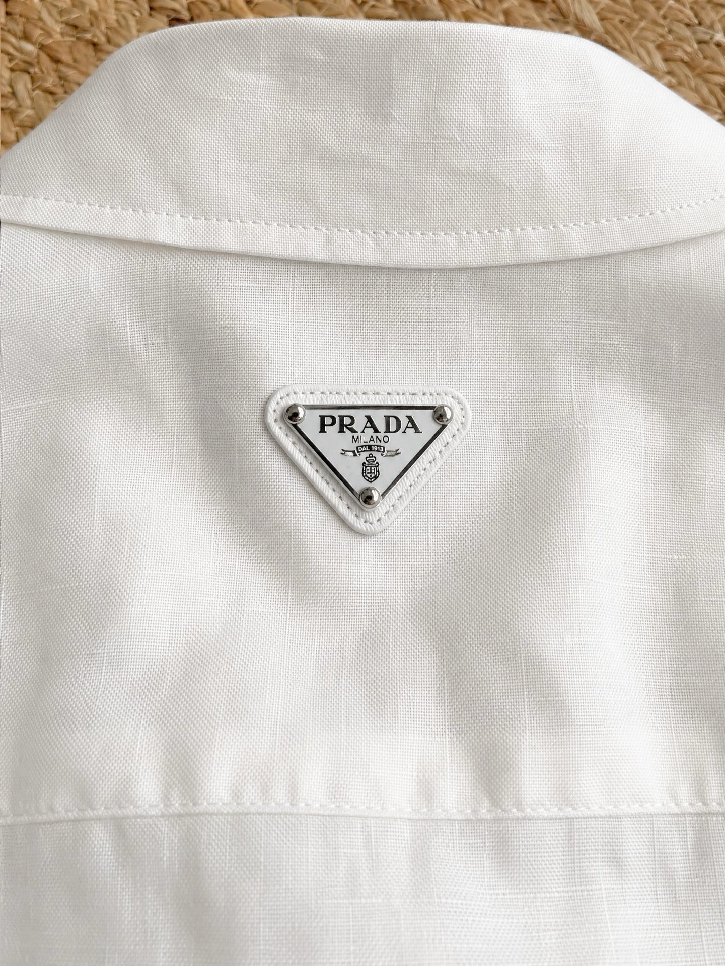 Prada pra亚麻套装短袖衬衫