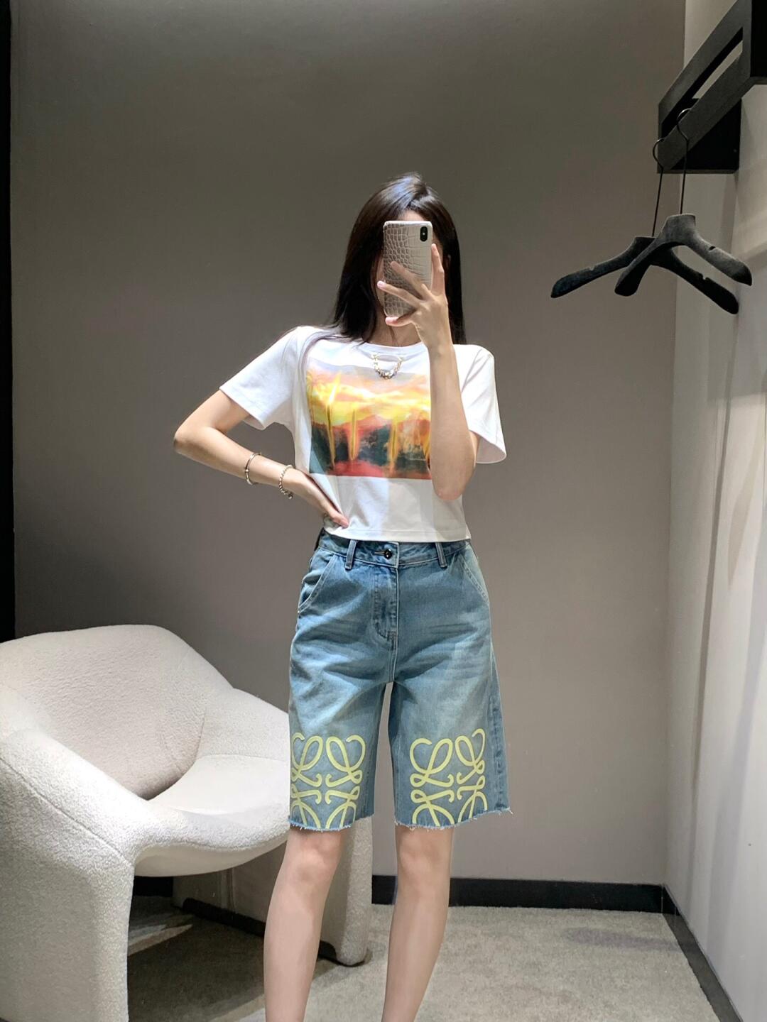 Loewe Embroidered High Waist Denim Shorts Women's Spring Collection 2 i1745219052482 5315 0 1