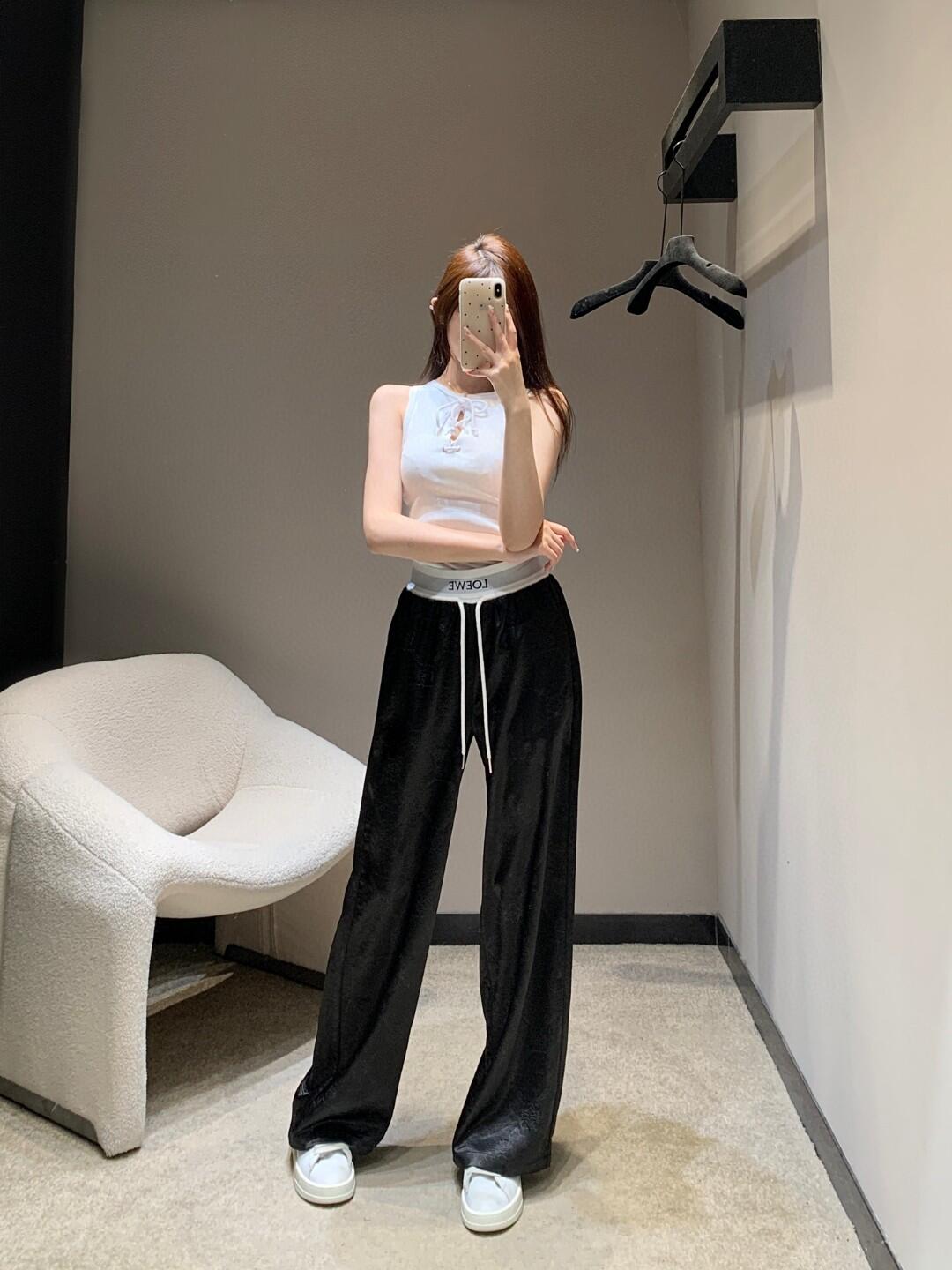Loewe Women's Spring/Summer New Full Printed Dark Pattern Logo Acetate Pants 9 i1748156872495 981 0 8