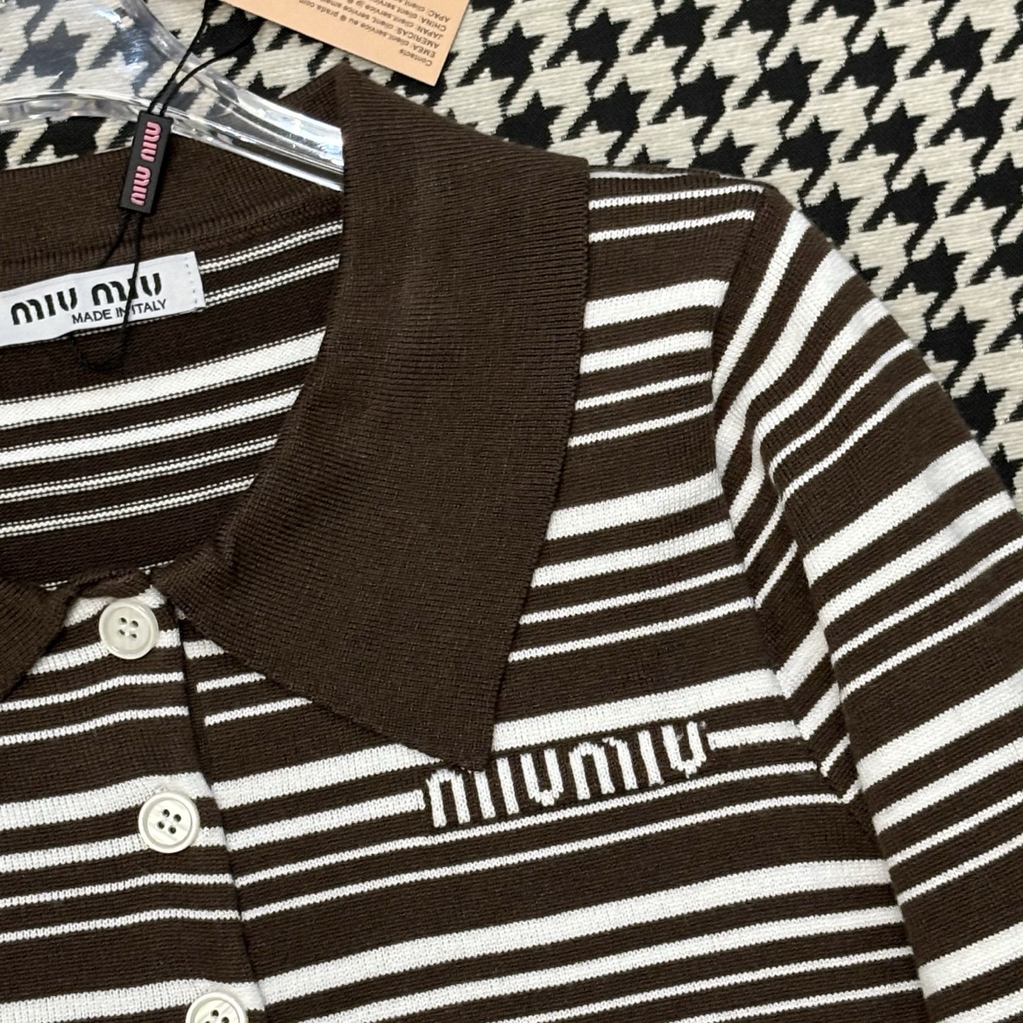 Miu Miu Striped Knit Polo Shirt - Collar Logo, Long Sleeve Sweater 3 i1754671879861 8735 0 2