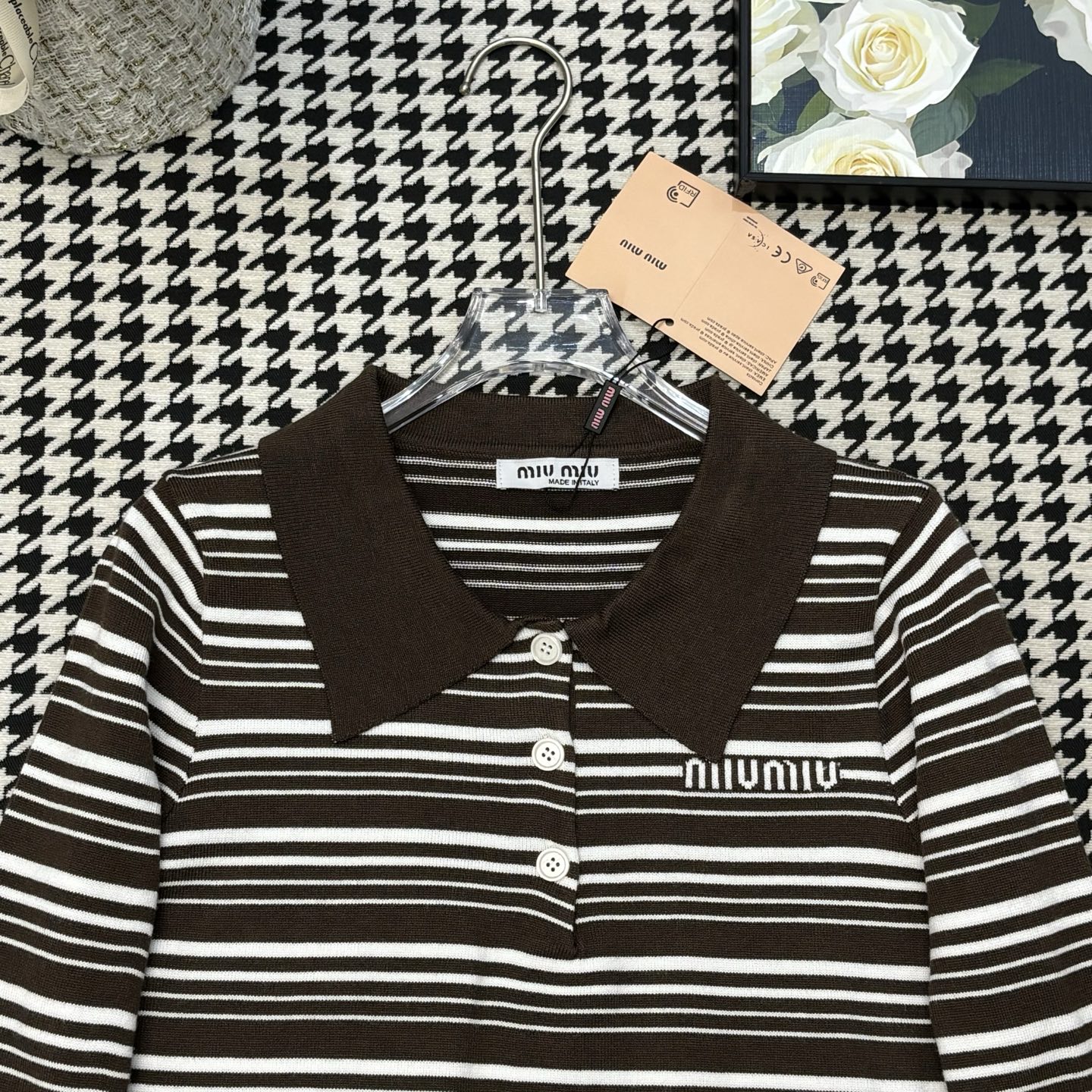 Miu Miu Striped Knit Polo Shirt - Collar Logo, Long Sleeve Sweater 2 i1754671879866 5322 0 1