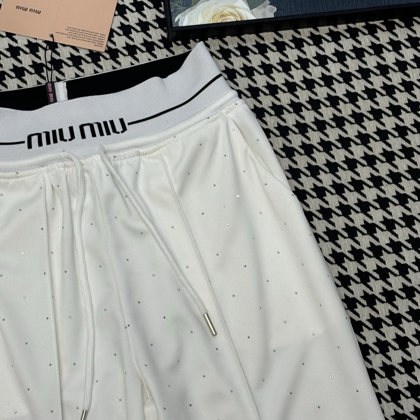 Miu Miu Women's Rhinestone Embellished Logo Waistband Lounge Pants 4 i1754712300766 7884 0 3