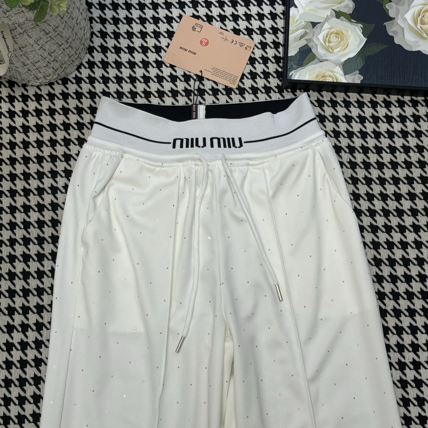 Miu Miu Women's Rhinestone Embellished Logo Waistband Lounge Pants 3 i1754712303877 341 0 2