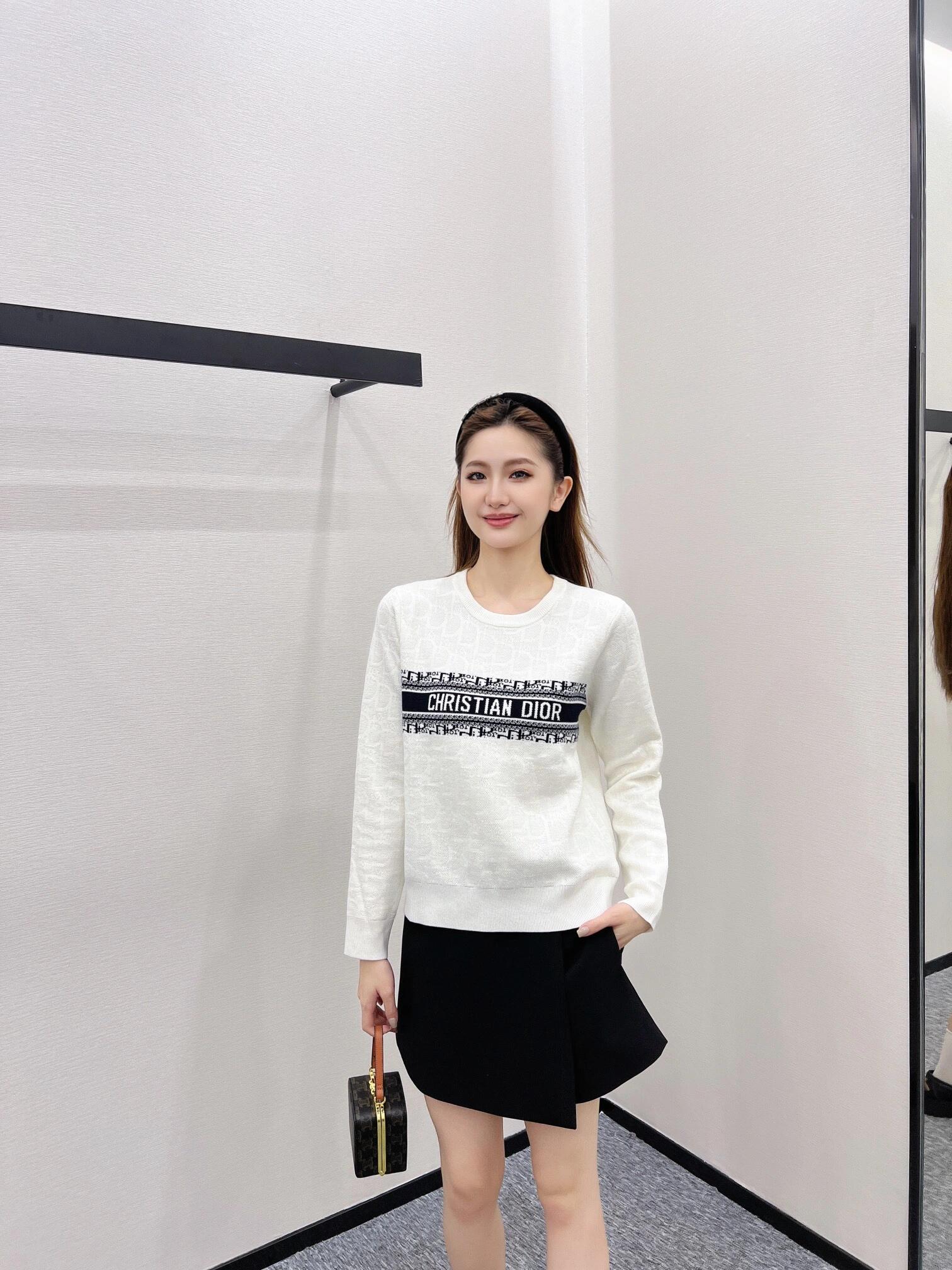Dior Women's Spring Round Neck Knitted Sweater with Embroidered Logo 2 i1755277104116 9984 0 1