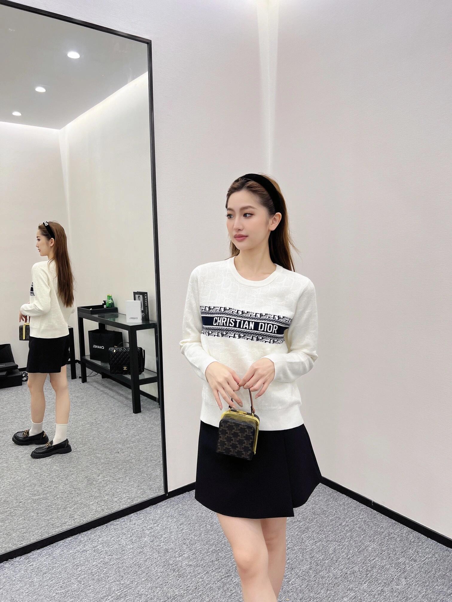 Dior Women's Spring Round Neck Knitted Sweater with Embroidered Logo 1 i1755277104117 6677 0 0