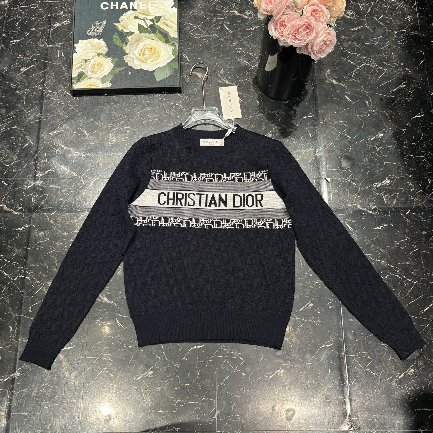 Dior Women's Spring Round Neck Knitted Sweater with Embroidered Logo 5 i1755277104886 8228 0 4