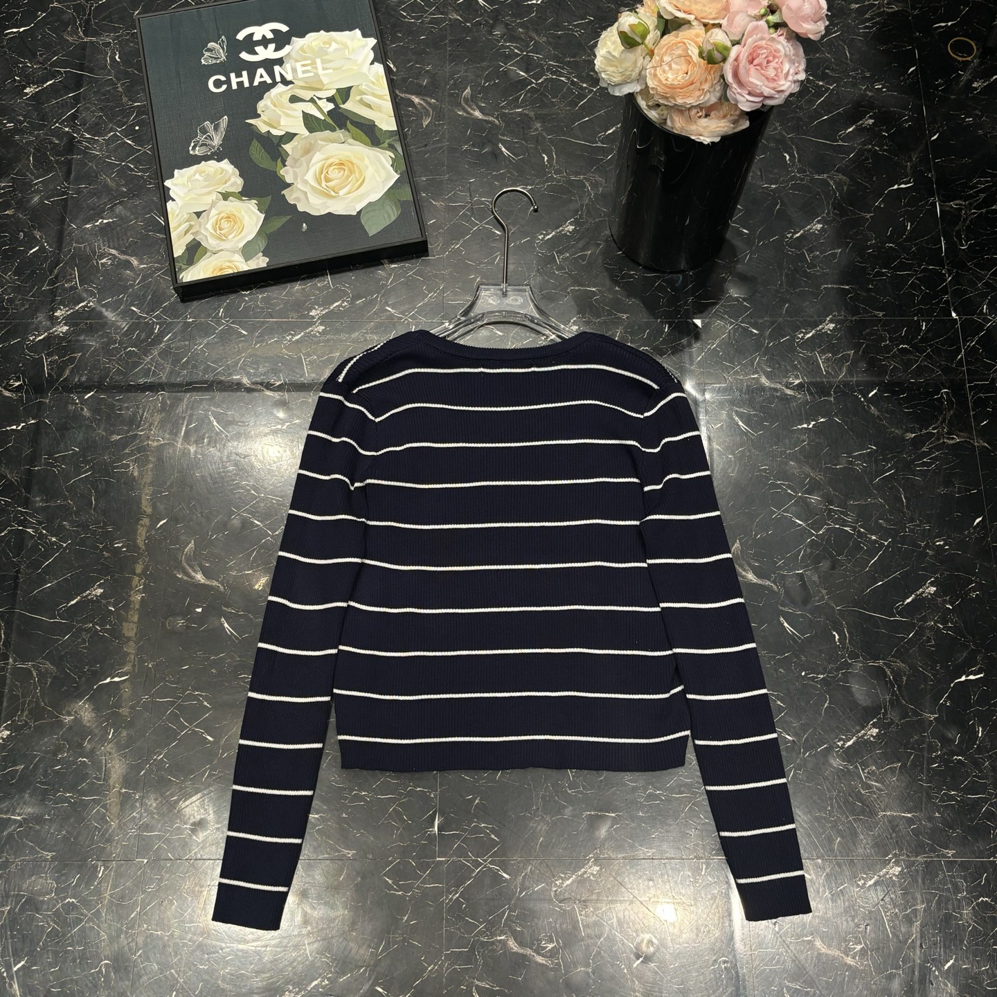 Chanel Striped Knit Cardigan Set - Classic Style in Navy and White 7 i1755512947871 1027 0 6