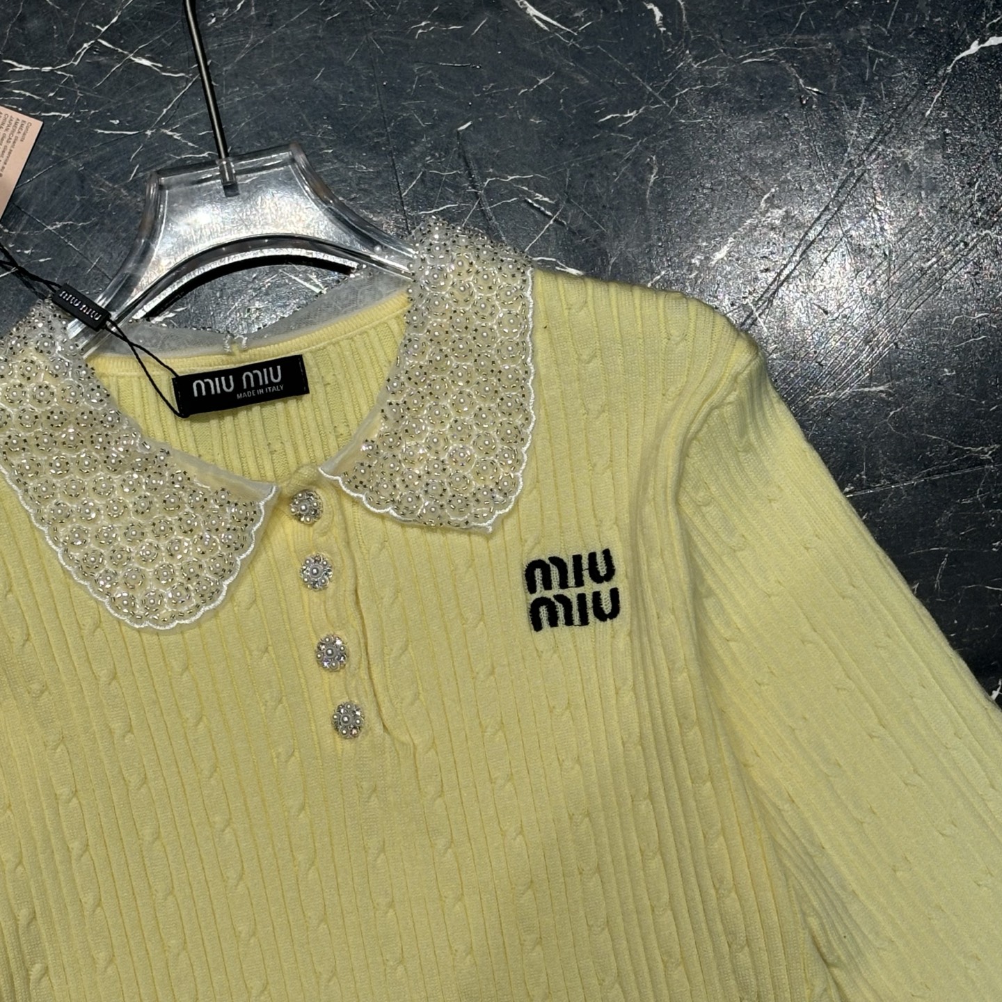 Miu Miu Women's Beaded Lace Collar Slim Fit Ribbed Knit Sweater Top 3 i1755967720945 9241 0 2