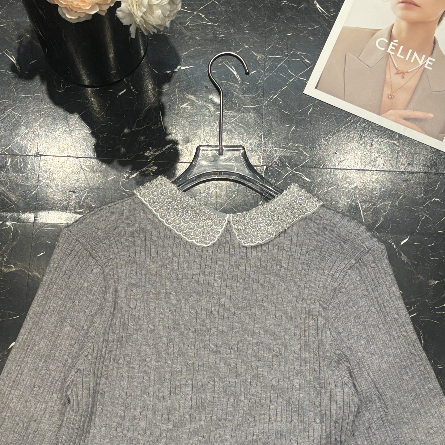 Miu Miu Women's Beaded Lace Collar Slim Fit Long Sleeve Knitted Top 5 i1755967898184 5020 0 4