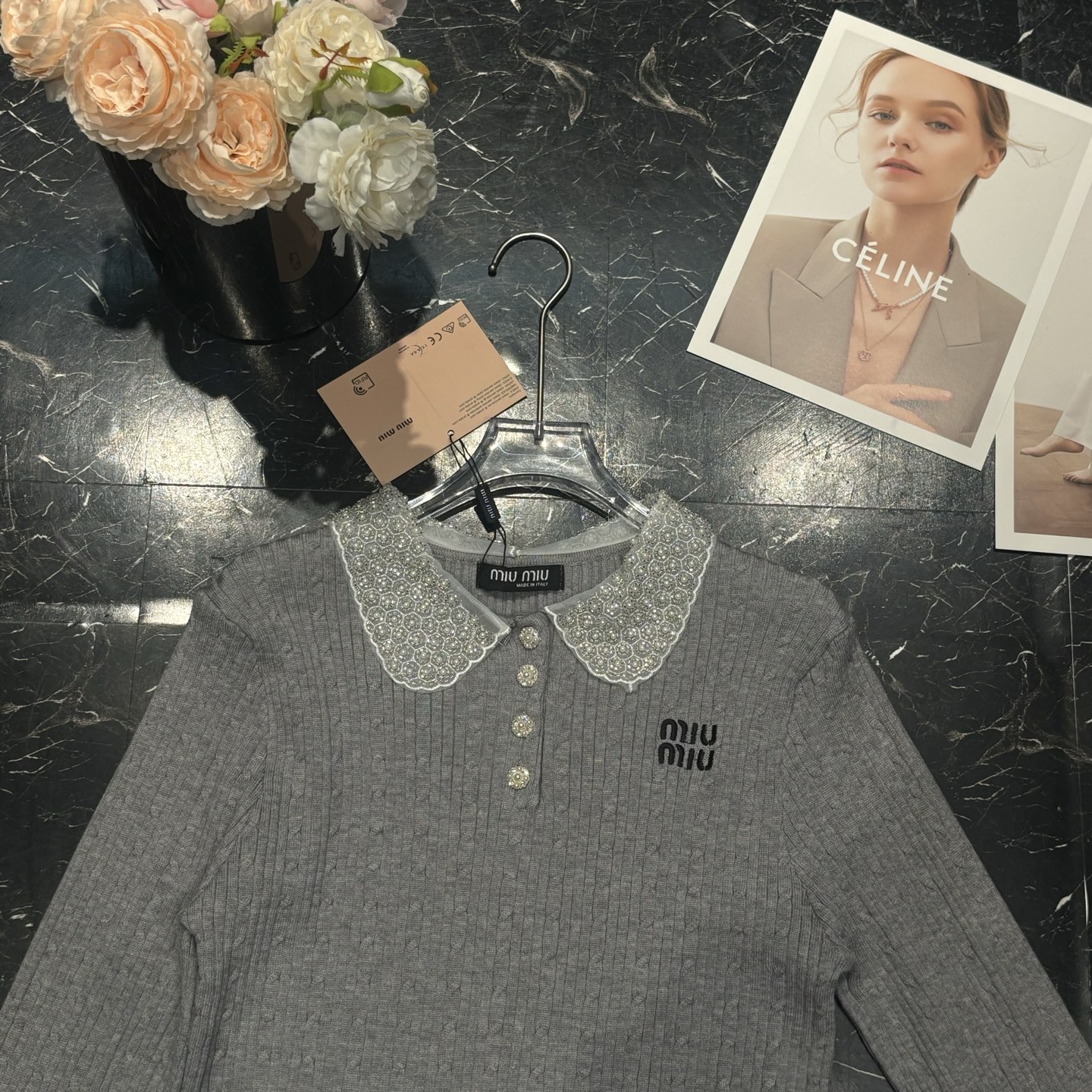 Miu Miu Women's Beaded Lace Collar Slim Fit Long Sleeve Knitted Top 2 i1755967900667 6595 0 1