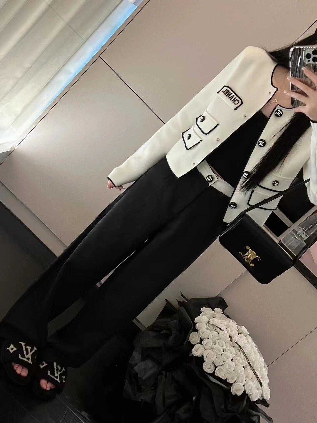 Elegant Chanel Inspired Knit Cardigan with Logo Pearl Embellishments - New Arrival 4 i1755968233703 8317 0 3
