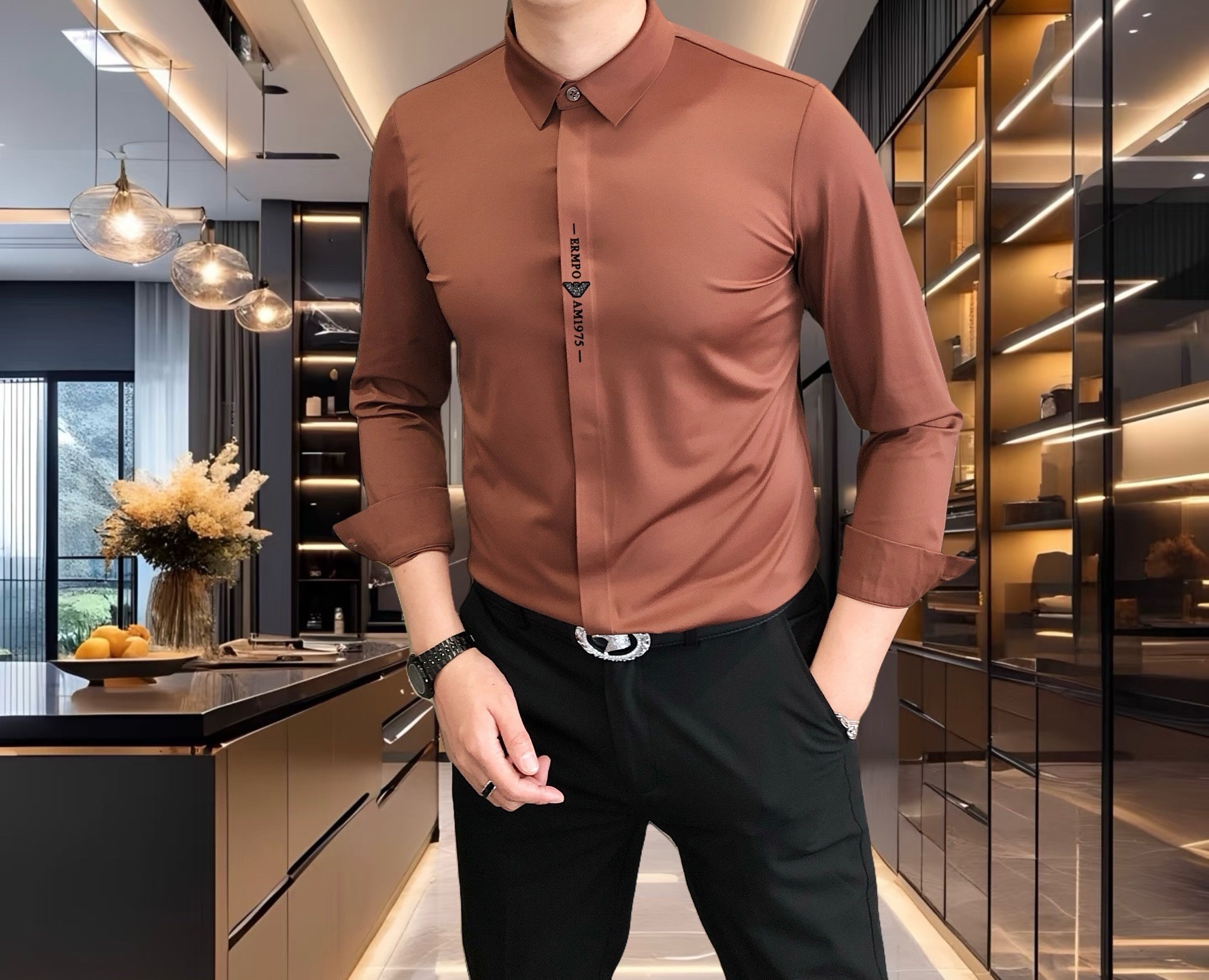 Luxurious Italian Men’s Long-Sleeved Shirts: High-End Fashion with Unique Style - 图片 3