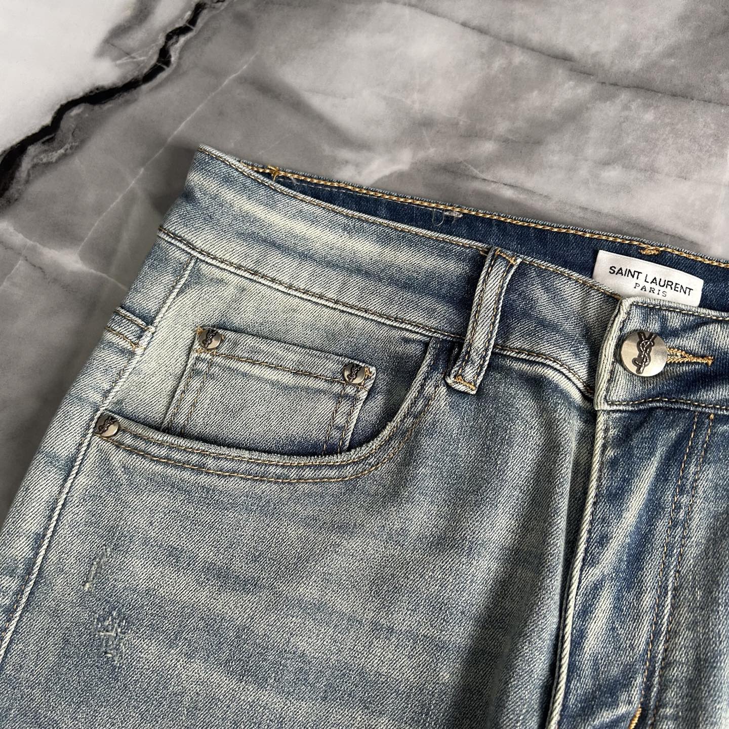 P572 YSL/St. Lorraine 2025 Men’s Fashion: High Quality Custom Jeans with Retro Style - 图片 5