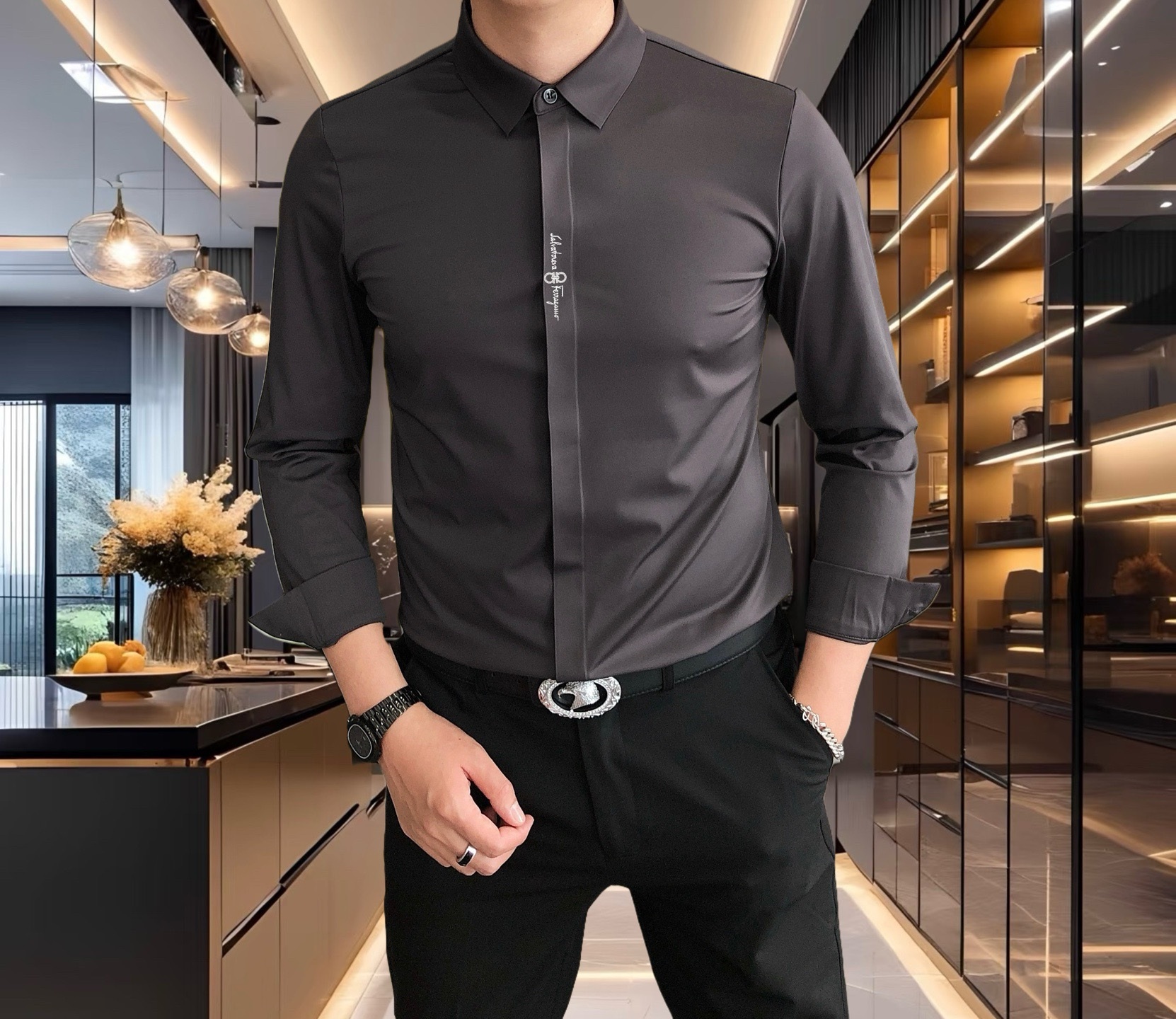 Luxury Italian Silk Men’s Long-Sleeved Shirts for Spring 2025: Stylish, High-Quality, and Comfortable - 图片 6