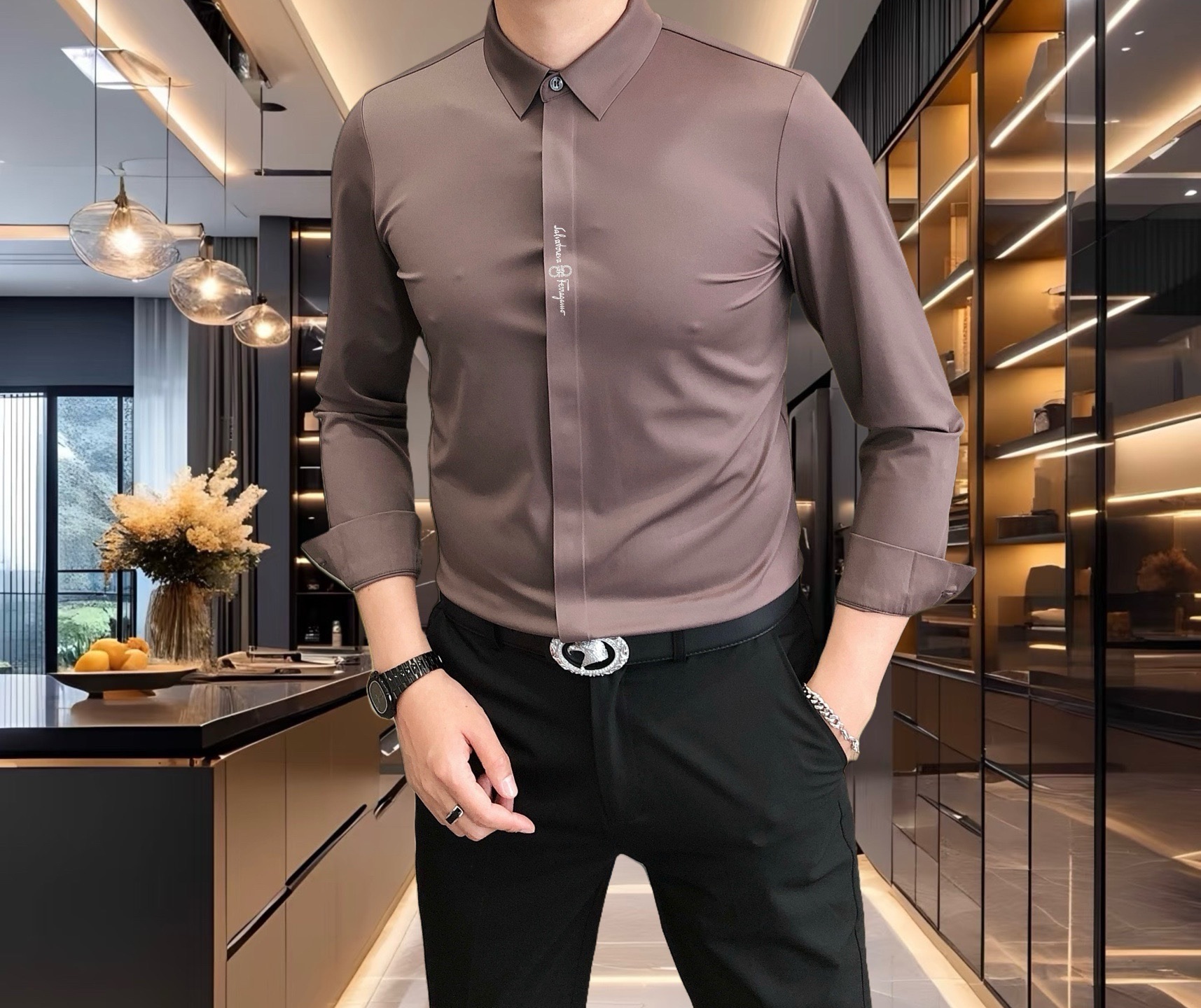 Luxury Italian Silk Men’s Long-Sleeved Shirts for Spring 2025: Stylish, High-Quality, and Comfortable - 图片 7