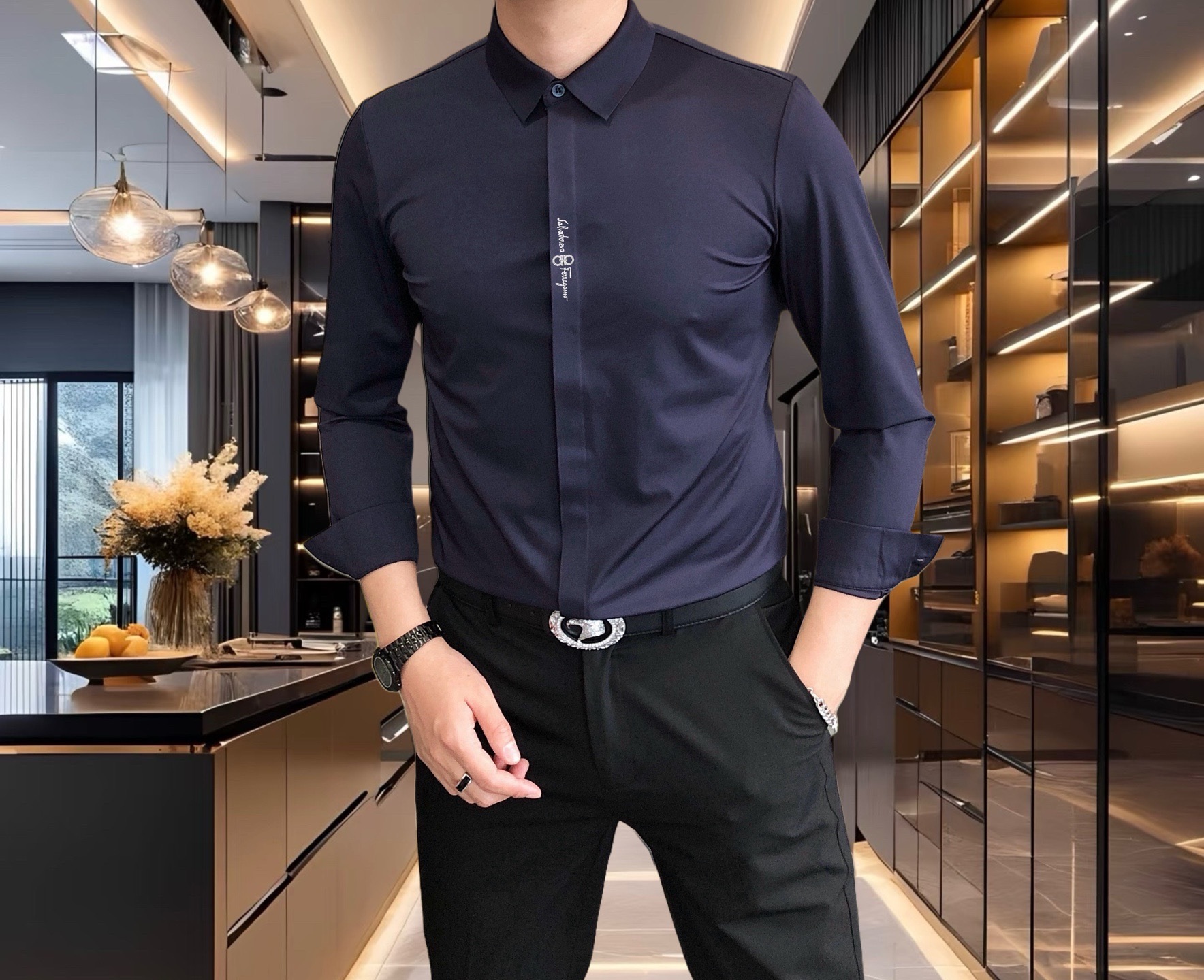 Luxury Italian Silk Men’s Long-Sleeved Shirts for Spring 2025: Stylish, High-Quality, and Comfortable - 图片 4