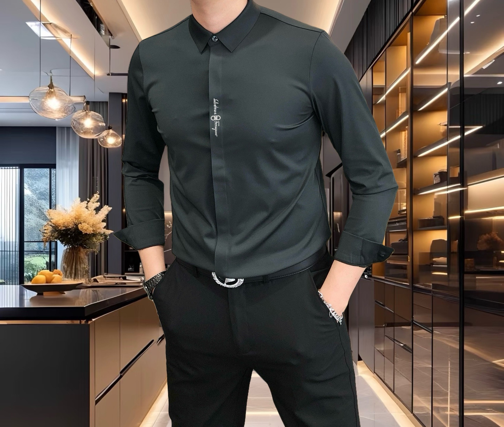 Luxury Italian Silk Men’s Long-Sleeved Shirts for Spring 2025: Stylish, High-Quality, and Comfortable - 图片 5