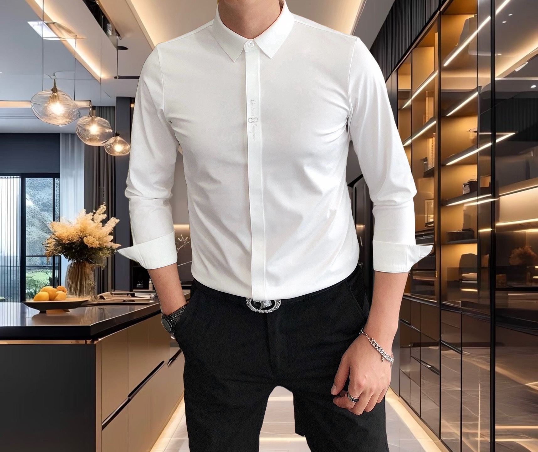 Luxury Italian Silk Men’s Long-Sleeved Shirts for Spring 2025: Stylish, High-Quality, and Comfortable - 图片 2