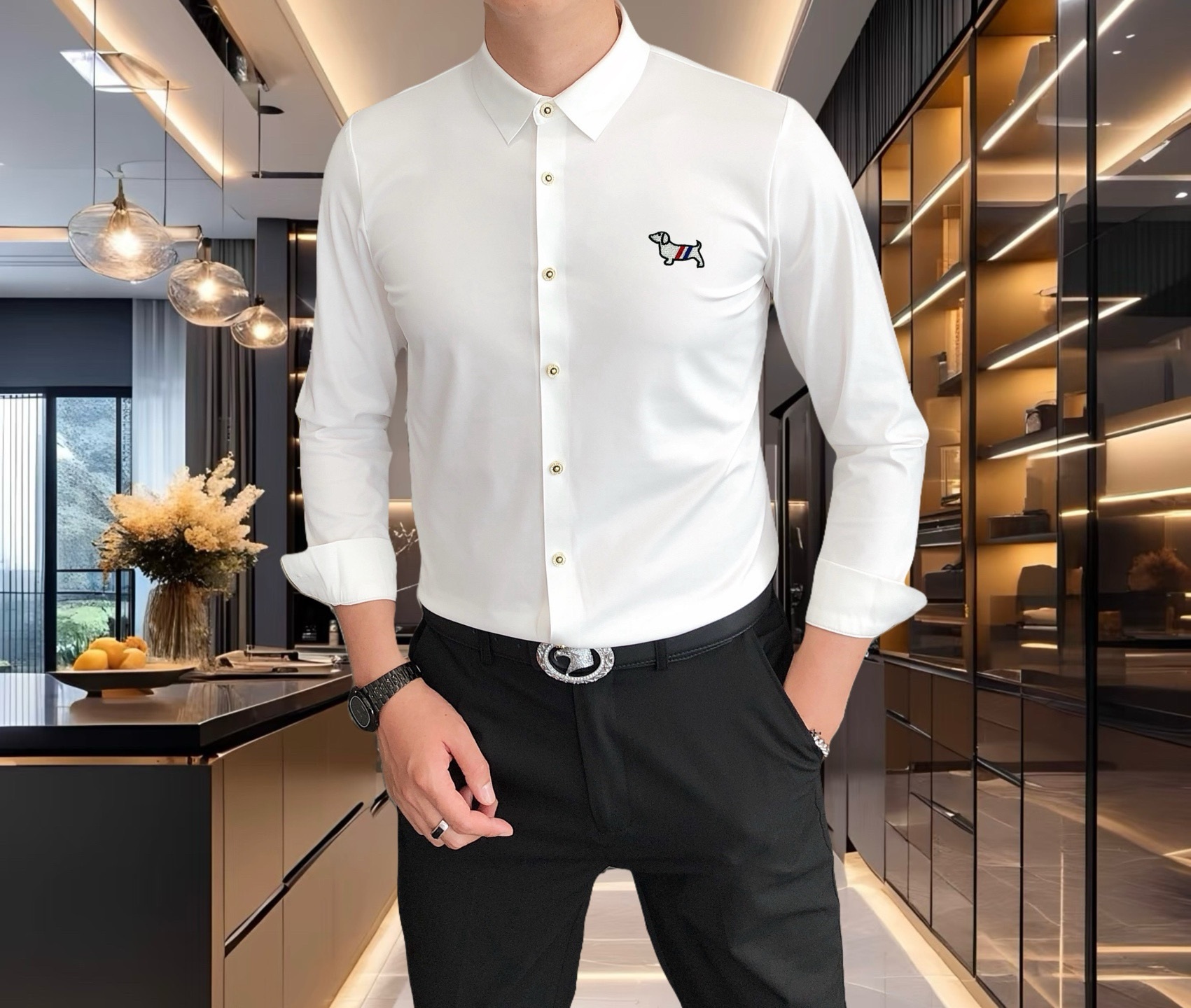 Luxurious Men’s Fashion Long-Sleeved Shirts 2025: High-End Hong Kong Design, Italian Silk, Stylish and Comfortable - 图片 2