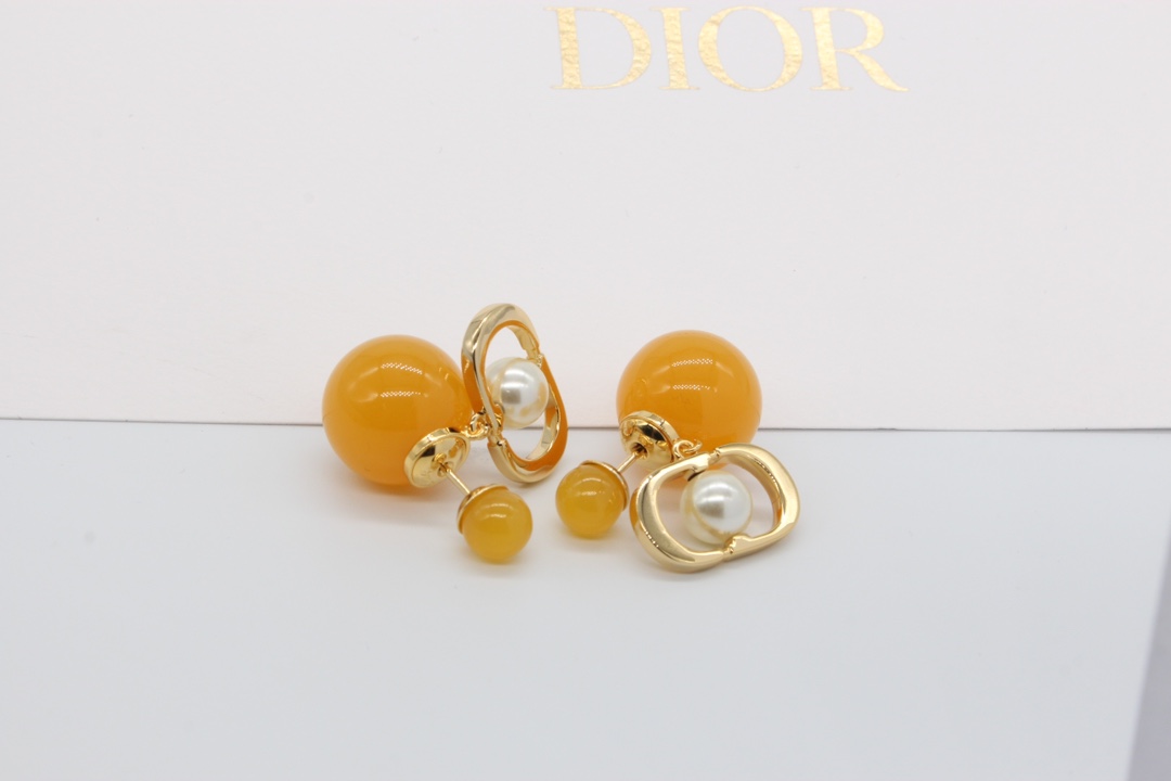 SA0195果冻黄CD白珠耳环