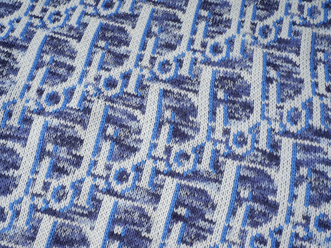2023 CD New Crochet Vest with Blue Wool and Oblique Print - 图片 7