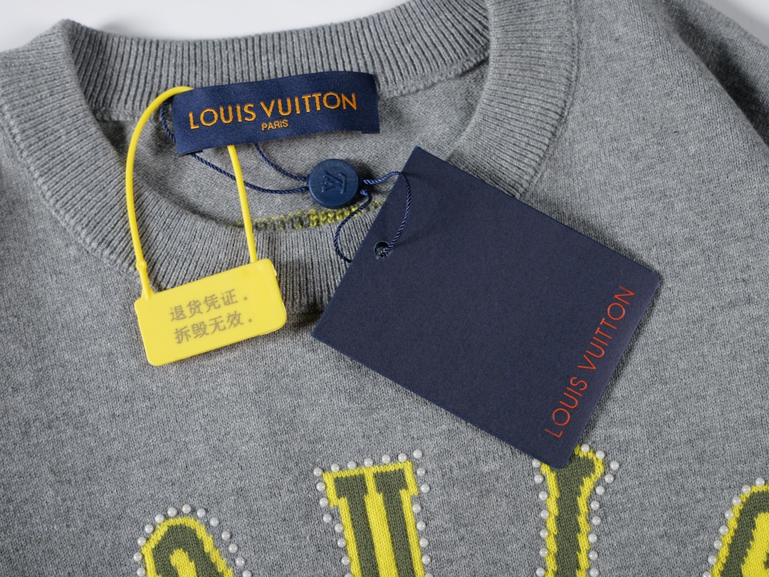 Louis Vuitton חולצת טי שרוול קצר אפורה עם הדפס לוגו וטביעת כף רגל של כלב 5 i1732804554 4460 1