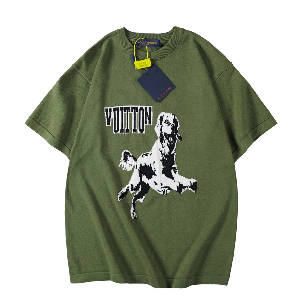 Louis Vuitton 2024SS Hound Dog Pattern Knitted T-Shirt - Round Neck, Short Sleeve 3 i1733057705 1921 5