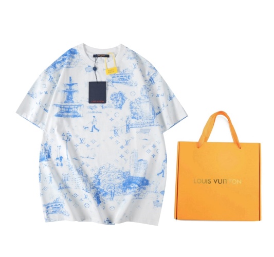 Louis Vuitton Monogram City Walk Print Cotton T-Shirt - Round Neck