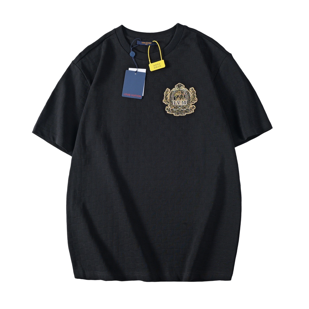 Louis Vuitton Men's Black Cotton T-Shirt with Embroidered Dog Crest 3 i1736655110 8646 0