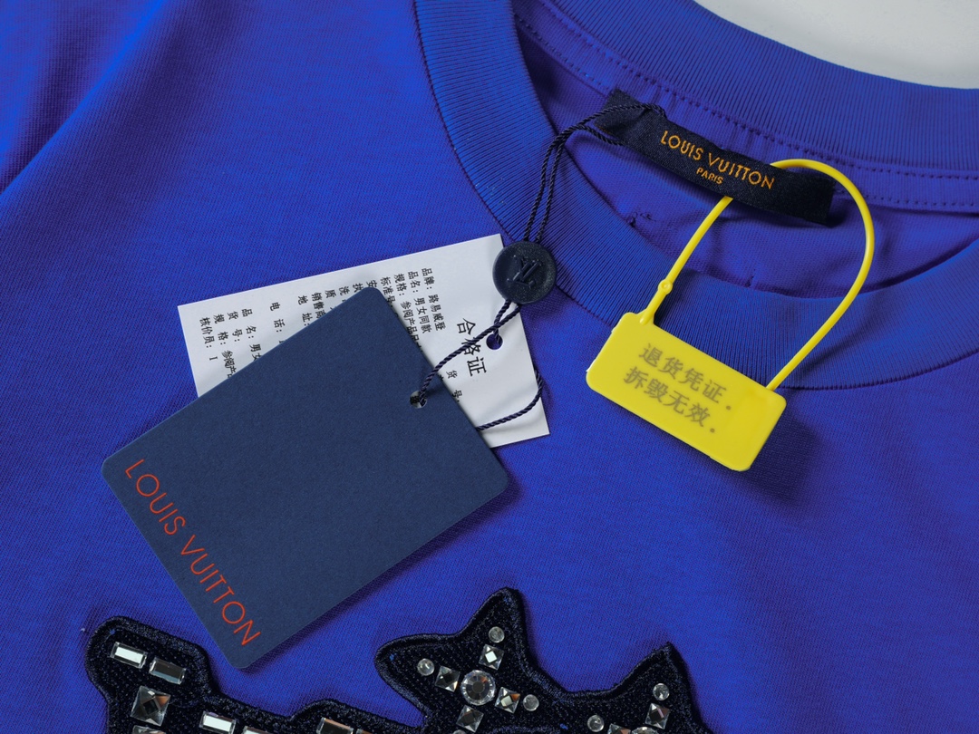 神版） Louis Vuitton 2025新款 1854钻字母棉质短袖